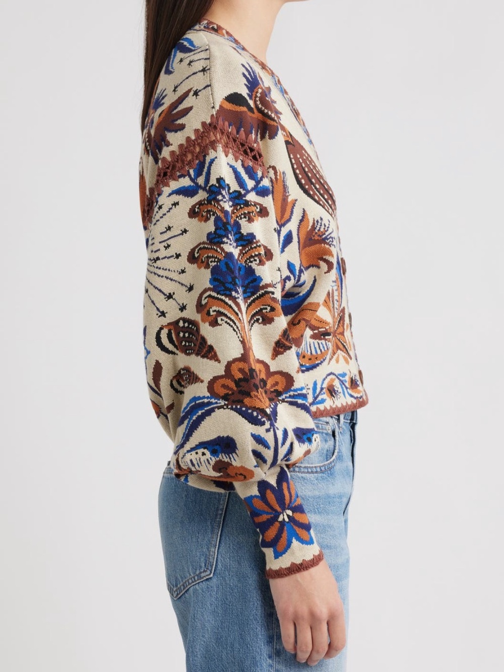 FARM Rio Nature Land Sand Knit Cardigan NWT Size XL Boho - Picture 3 of 10